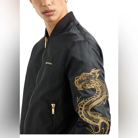 ARMANI EXCHANGE DRAGON EMBROIDERY BLACK JACKET - Picture 4 of 8